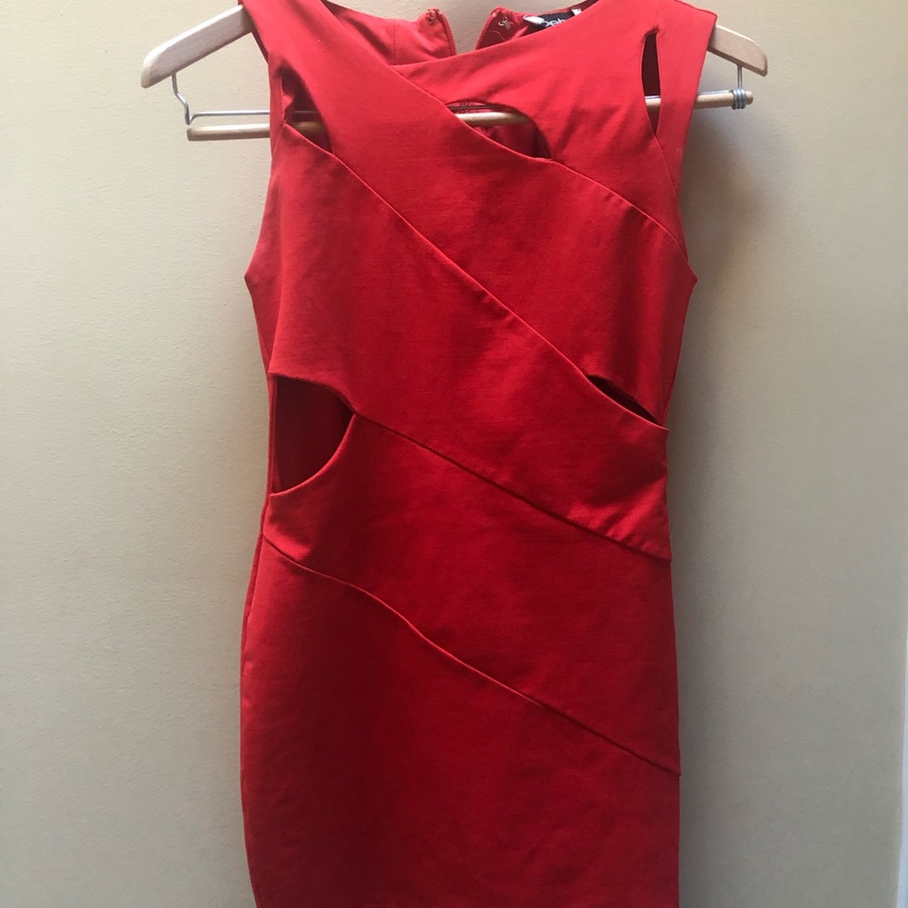 Slit Red BeBe dress